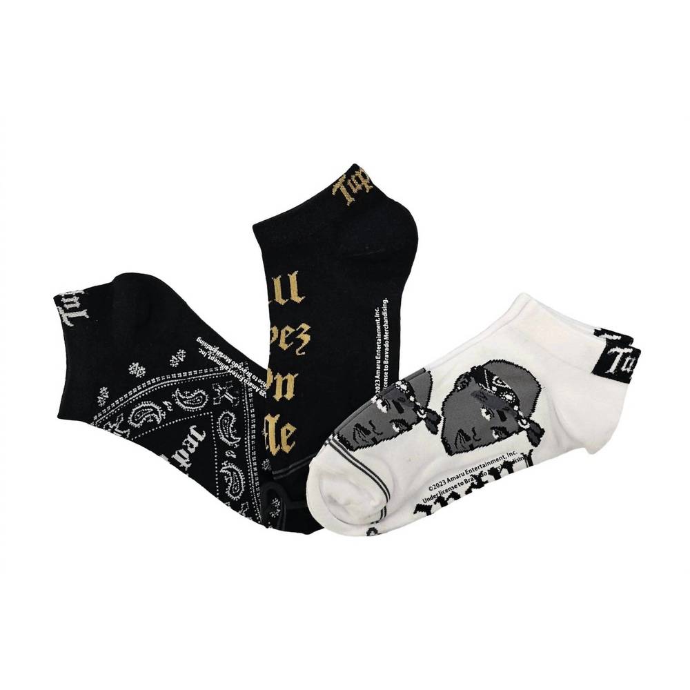 NEW PERRI’S SOCKS women's 3-pair tupac black bandana crew socks in multi